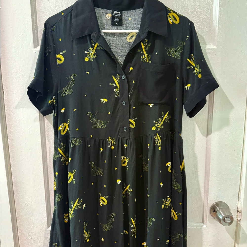 Disney Black Dress with Yellow Floral Accents